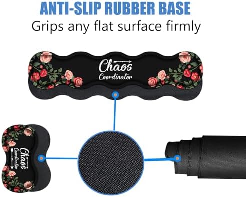 4 in 1 Ergonomic Memory Foam Mouse Pad Wrist Rest Set, Large Gaming Desk Pad + Keyboard Wrist Rest + Mouse Wrist Cushion + Coaster for Home Office Study Gaming, Colored Floral Quote Chaos Coordinator - Image 4