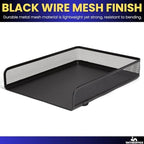 1InTheOffice Letter Trays for Desk Stackable, Front-Load Mesh Desk Tray Organizer, Black, 2 Pack - Image 3