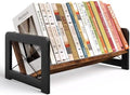 ELITEROO Desktop Bookshelf Organizer, Wood Slanted Desk Bookshelf, Small Tabletop Book Rack, Portable Mini Bookcase for Book Display, Cookbooks, Kids Reading, Office & Home Storage, Rustic Brown by ELITEROO