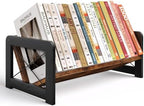 ELITEROO Desktop Bookshelf Organizer, Wood Slanted Desk Bookshelf, Small Tabletop Book Rack, Portable Mini Bookcase for Book Display, Cookbooks, Kids Reading, Office & Home Storage, Rustic Brown by ELITEROO