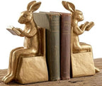 Bellaa Rabbit Bookends, Set of 2 Vintage Gold 7inch Resin 22883 by Bellaa