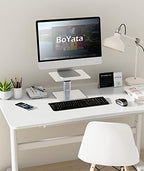BoYata Monitor Stand, Adjustable Height Metal Desktop Riser, Silver - Image 7