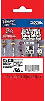 Brother Laminated Extra-Strength Black on White 1 1/2 Inch Tape in Retail Packaging (TZeS261) - Image 4
