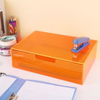 Gelite Acrylic Desk Organizer with Drawer for Makeup Vanity Stackable Desktop Storage Box for Office Supplies, 13.8 x 9.8 x 3.9’’, Neon Orange - Image 6