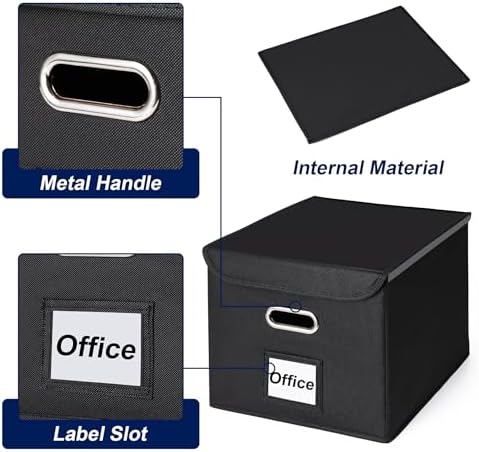 File Organizer Box with Lid (Navy Blue, 14.9 x 12.59 x 10.8 inch, 2-Pack) - Image 4