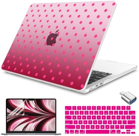 Teryeefi Pink Polka Dots for MacBook Air 13.6 inch Case M5 M4 M3 M2 (2022-2026 Release) by Teryeefi