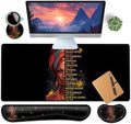 Large Gaming Mouse Pad+ Keyboard Wrist Rest Set, Ergonomics Memory Foam Mouse Mat Wrist Rest Support, Waterproof Extended Mousepad 31.5x11.8in, African American Women Black Girl Black Desk Pad by YVBHCGGGF