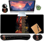 Large Gaming Mouse Pad+ Keyboard Wrist Rest Set, Ergonomics Memory Foam Mouse Mat Wrist Rest Support, Waterproof Extended Mousepad 31.5x11.8in, African American Women Black Girl Black Desk Pad by YVBHCGGGF