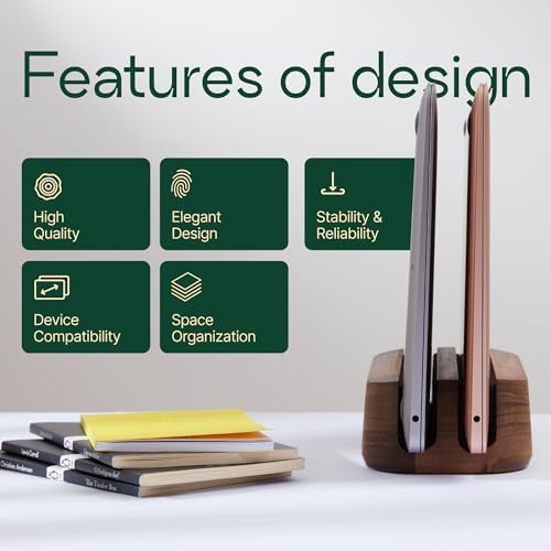 Laptop Stand Vertical Laptop Holder for Desk - All MacBook Vertical Stand up to 0.7'' Thick - Handmade MacBook Holder of Natural Wood (Single Oak) - Image 5
