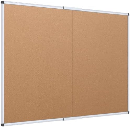 VIZ-PRO Cork Bulletin Board/Foldable Noticeboard, 36 X 24 Inches, Silver Aluminium Frame by VIZ-PRO