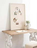 Kate and Laurel Makenna Rectangle Framed Linen Fabric Pinboard; 24 x 36; Soft White; Traditional Beaded Bulletin Board for Vintage Home Wall Organization or Aspirational Vision Board - Image 3