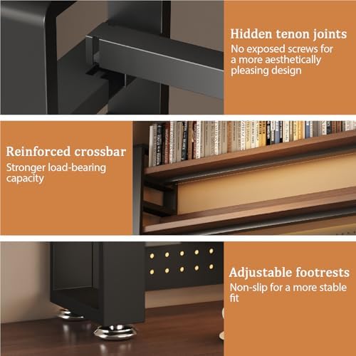 Desk Shelf Organizer for Top of Desk – Desktop Bookshelf with Pegboard & Storage Accessories, Adjustable Hutch for Dorm or Office, Steel Frame Display Shelf, Black frame + black board 53.1*9.8*36.6in - Image 4