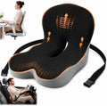 Lumbar Support Pillow for Office Chair, L-Shaped Memory Foam Seat Cushion with Back Support, Ergonomic Office Chair Cushion with Breathable Washable Cover, Non-Slip Base (Black) by Voivey