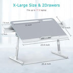KLEAR Laptop Bed Tray Desk, Foldable and Adjustable Lap Table with Heights and Angles, Upgraded-Sturdy Laptop Lap Desk for Bed/Sofa/Couch/Floor (2 Drawers, Grey) - Image 6