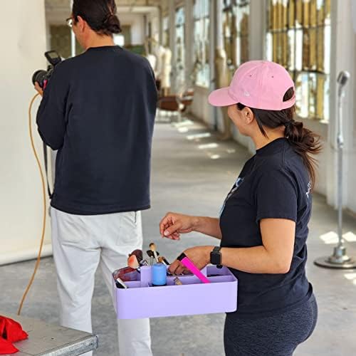 Portable Caddy Organizer - Stackable Plastic Caddy with Handle | Desk, Makeup, Dorm Caddy, Classroom Art Organizers (Made In Usa) (Mint/Pink/Royal Purple/Lavender) - Image 6