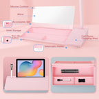 SHANTRA 16'' x 7'' Desktop Whiteboard with Fast Charger Station & Adjustable LED Lamp, Pink Desk Dry Erase Board with Organizer, Computer Pad & Keyboard Stand for Home, School, Office Desk Accessories - Image 3