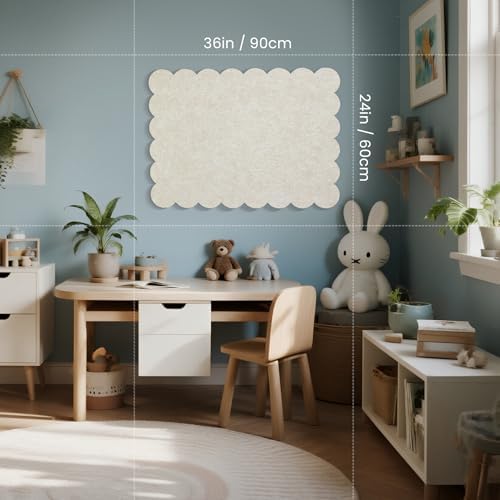 Scalloped Bulletin Board 36x24 inches, Decorative Felt Pin Board for Wall - Image 4