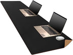 MAIDERN 70.8”x 15.7” Leather Desk Pad, Large Desk Mat, Cork & Leather Large Mouse pad for Desk, Waterproof Computer Desk Pad for Gaming Home Office (Black) by Maidern