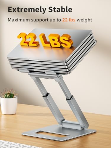 tounee Laptop Stand for Desk Adjustable Height, Telescopic Computer Stand with Pull Out Design Ergonomic Laptop Riser Fits All Laptops 10-17"-Silver - Image 5