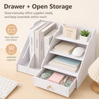 Desk Organizer with Drawer, Office File Organizer, Paper Tray & Pen Storage - Image 4
