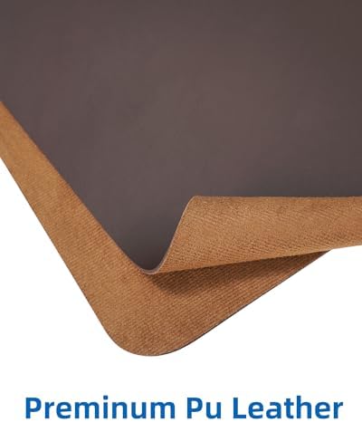 AFIING Leather Desk Pad Protector,Mouse Pad,Office Desk Mat, Non-Slip PU Leather Desk Blotter,Large desk mat,Waterproof Keyboard mat for Office/Home/Decor (Coffee,55"" x 17"") - Image 2