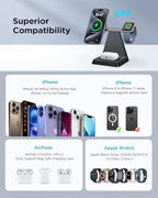 Charging Station for Multiple Devices Apple: Woruda 3 in 1 Magnetic Wireless Charger Stand for Mag Safe iPhone - Nightstand Charging Dock for iPhone 16 15 14 13 12 Pro Max Plus Apple Watch Airpods - Image 2