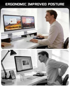 Aluminum Dual Monitor Stand Riser with Wooden Legs, 42.5" Wide - Image 5