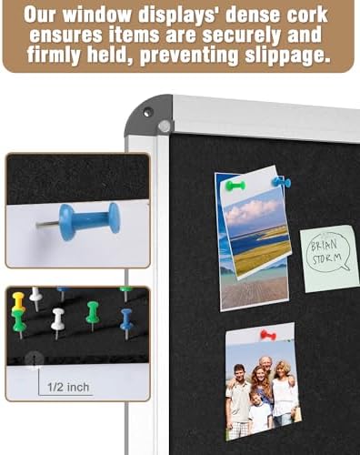 Mifuro 36"x24" Enclosed Bulletin Board, Lockable Weather-Resistant Aluminum Cork Noticeboard for School & Office, Silver Frame w/Black Flet - Image 6