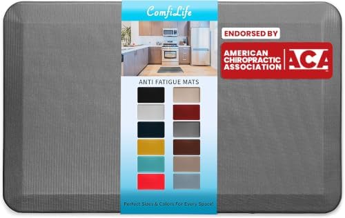 ComfiLife Anti Fatigue Floor Mat – 3/4 Inch Thick Kitchen Mats for Floor, Standing Desk Mat, Kitchen Rug – Comfort at Home, Office – Durable – Stain Resistant – Non-Slip Bottom (24" x 70", Charcoal) by ComfiLife