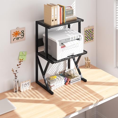 aboxoo Printer Stand for Desk to Save Space, Metal+Wood for Home Office - Image 7