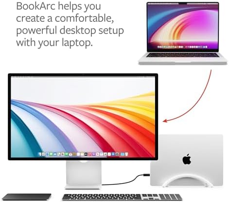 Twelve South BookArc Flex Vertical Laptop Stand – Space-Saving MacBook Stand, Adjustable Holder for Desk, Single Slot Dock for Monitor Display, Non-Slip, Upright Storage, Black - Image 2