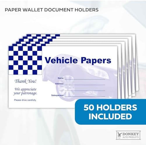 Vehicle Papers Wallets - Car Document Holders (50 per Pack) (Blue) - Image 4