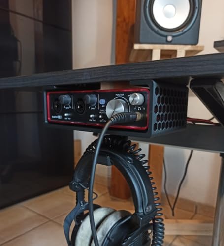 Under Desk Mount Stand for Focusrite Scarlett 2i2 Audio Interface with Headphone Hook, Desk Organization Accessory by Unknown