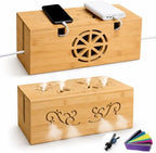 Bamboo Extra Large Cable Management Box, 15.7 x 6.7 x 6.7in - Image 2
