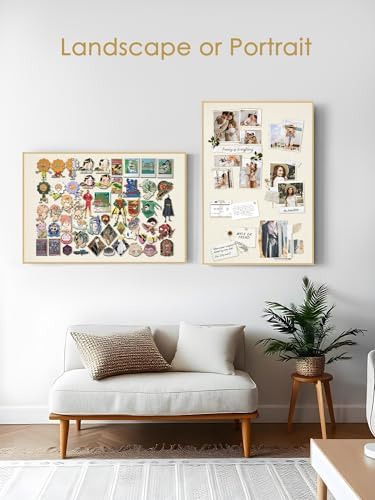 Fabric Bulletin Board 40x30 inches, Golden Aluminum Framed Wall Pin Board - Image 4