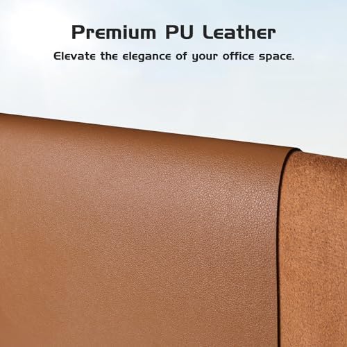 Aothia Leather Desk Pad Protector, Office Desk Mat, Large Mouse Pad, Laptop Desk Pad, Non-Slip PU Leather Desk Blotter, Waterproof Desk Writing Pad for Office and Home (Brown, 55" x 17") - Image 2