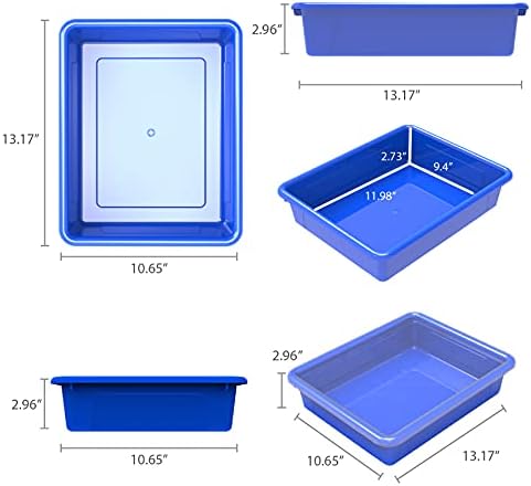 Storex Letter Size Flat Storage Tray – Organizer Bin for Classroom, Office and Home, Blue, 5-Pack (62517A05C), 10 x 13 x 3 Inches - Image 6