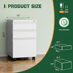 Letaya 3 Drawer Mobile File Cabinet with Lock, Under Desk Metal Filing Cabinets for Home Office Organizer Letters/Legal/A4(Fully Assembled-White) (Pack of 2) - Image 2