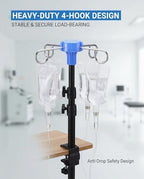 Adjustable Desk IV Pole, 16-31 Inch Clamp-On Stand with 4 Hooks - Image 4