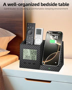 Desk Organizer with Wireless Charger, Digital Clock, Thermometer & Hygrometer - Multi-Functional Pencil Holder, Office Desk Accessories Storage Caddy for Home, Office, Men, Women (Battery Included) - Image 4