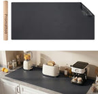 1.6mm Thick Leather 17x54 Inch Non-Slip Mat, Waterproof Countertop Protector, Dinner Table Runner/Cabinet Top Cover, Obsidian Black by Promattoo