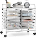 Giantex 12 Drawers Rolling Cart, Mobile Storage Drawer Cart, Classroom Organizer Cart for Office School Supplies Tools Scrapbook Paper Craft Small Printer, Utility Cart on Wheels, Clear by Giantex