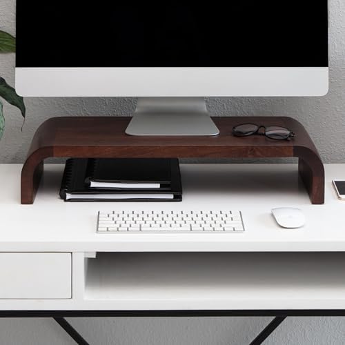 Anji Mountain Monitor Stand for Desk - Desktop Organizer & Laptop Riser, Ergonomic Monitor Riser, Space-Saving, Durable, Easy Assembly & Ideal for Home & Office, Walnut, Classic by AnjiMountain