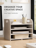 Fluxynara 4-Tier Felt File Organizer with Carry Handles, Oatmeal - Image 5