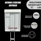 Outdoor Real Estate Brochure Box on Yard Stake, Weatherproof Self-Closing Lid, Take One Flyer Holder, Holds 250 8.5 x 11 Documents and 60 Business Cards, 46 inch Stand (White, Pack of 6) - Image 2