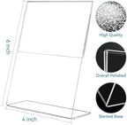 EHWINE 24 Pack 4 x 6 Acrylic Sign Holder, Clear Plastic Signs Display Stand, Vertical Slanted Back Paper Holder Stand up Table Top Sign Holders Flyer Stand Frames Suitable for Office Business Store - Image 3