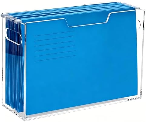DINGHUO Acrylic Hanging File Organizer Box, Legal Size Clear File Storage Box with Handles, Portable Filing Holder for Desk, Home Office, School -1 Pack by DINGHUO