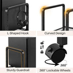 Metal PC Stand, Adjustable Computer Tower Stand with Wheels, Black - Image 7