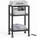3-Tier Printer Stand with Storage, Mobile Printer Cart with Rolling Casters and Adjustable Feet, Under Desk Storage Shelf for Home Office, Small Printers,Black, 15.7" x 11.8" x 25.9" by Unknown
