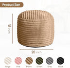 HIGOGOGO Round Stuffed Pouf Ottoman, Corduroy Poufs with High-Density Foam Filling, Furry and Fluffy Pouf Foot Stool Storage Ottoman, 20 X 15 Floor Poufs Foot Rest for Living Room, Brown - Image 3